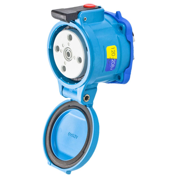33-34167-NC - DS30 RECEPTACLE POLY BLUE SIZE 3 TYPE 3R 3P+N+G 30A 120/208 VAC 60 Hz NO AUX NORMALLY CLOSED LID